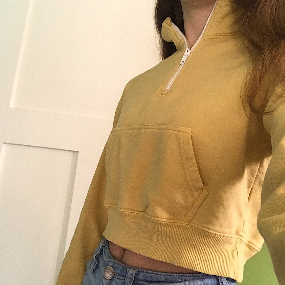 Brandy Melville/John Galt Cropped Yellow Zip Up